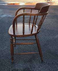 Late 19th Century Oak Firehouse Captain Chair | Chairish