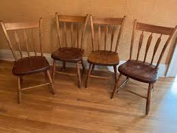 Sold at Auction: Set of Four Primitive Ash Dining Chairs