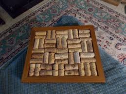 WINE CORK WOOD FRAME Kitchen Trivet Hotplate 8" X 10" VG ! | eBay UK