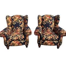Set of 2 Huntington House Floral Navy Club Chairs Nailhead FREE SHIPPING - Etsy