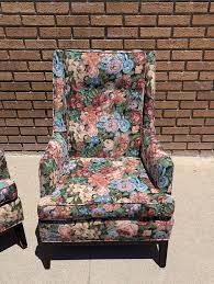 Pair of Mid Century Modern Floral Arm Lounge Chairs, c1960s at 1stDibs