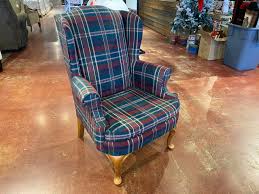 BERNHARDT Wingback Plaid Library Club Accent Chair | Habitat ...