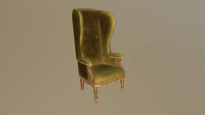 Antique Wing Back Chair lowpoly - Download Free 3D model by ...