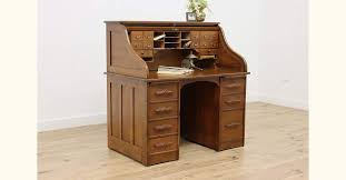 Victorian S Curve Antique Oak Office Library Roll Top Desk