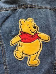 Vtg Disney Denim Jacket Sz L Embroidered Fuzzy Winnie Pooh ...