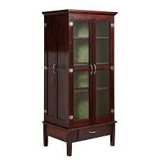 Vintage Dark Wood Display Cabinet with Glass Doors and Side ...
