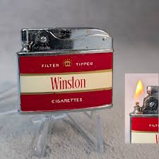 Vintage Winston Cigarettes Lighter - Flat Advertising ...