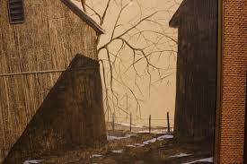 John W. Wade - Winter Farm Landscape with a Barn at 1stDibs | wade barns, john wade artist, john w wade