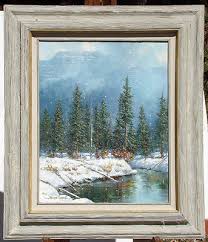 Wayne Cooper Untitled Original Oil Painting on Canvas 1990 winter pine trees | eBay