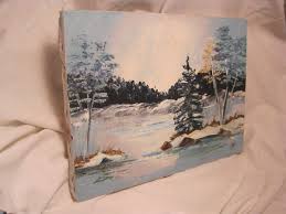 Oil painting winter wilderness nature scene 9" x 12" vintage signed ? art decor | eBay