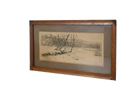 Antique John H Millspaugh Signed Winter Landscape Etching ...