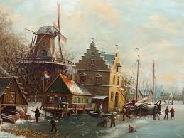 Sold at Auction: DUTCH WINTER SCENE OIL PAINTING