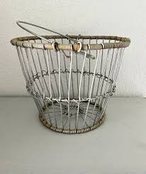 Vintage Metal Wire Basket With Bail Handle - Etsy