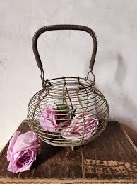 Vintage French Rare Child's Small Metal Egg Basket Early 1900s Kitchenalia. French Country Farmhouse Children's Wire Basket - Etsy