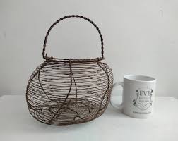 Vintage French Rustic Rusty Wire Egg Collecting Harvesting Basket Storage Display Hanging Prop Display Circa 1950's / EVE - Etsy