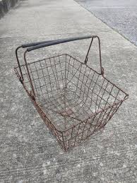 Vintage Wired Shopping Basket Rustic Farmhouse Garden Carrier | eBay Australia