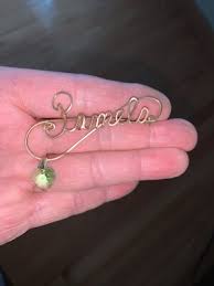 Gold plated Wire pin “Pamela” With Green Peridot Color Heart Gem | eBay