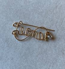 Vintage Cursive Gold Tone Leona Rhinestone Name Pin Brooch - Etsy India