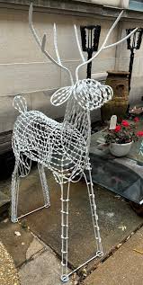 Lot - White Metal Outdoor Reindeer (height: 68 inches ...