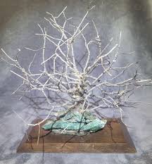 Vtg Silver Wire Art Tree of Life Sculpture Signed Wood Base ...