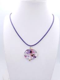 Beautiful Necklace With Hand-worked Glass Silver Leaf and ...