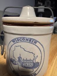 VTG Wisconsin Homestead Ceramic Cheese Crock With Lid ...