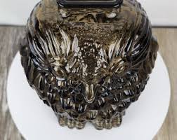 Glass Owl Coin Bank Smokey Topaz Glass Libbey Piggy Bank Wise Old Glass Owl - Etsy