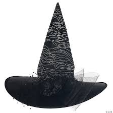 Adults Deluxe Black Witch Hat with Silver Glitter & Tulle | Oriental Trading