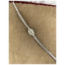 Vintage 1956 Bulova 23 Jewel 10 Karat White Gold Filled Diamond Watch. For Sale at Ruby Lane