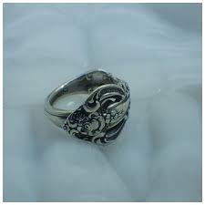 Genuine Oneida Sterling Spoon Ring, Beautiful Floral Design ...