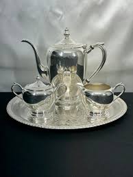 FB Rogers Silver Plated Tea Set: 3pc Coffee Pot, Creamer ...