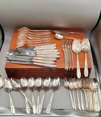 Vintage WM Rogers And Son 51 Piece Silverware Set With Wood Box | eBay