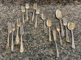 15 Random Silver Plated Antique Forks Spoons One Butter ...
