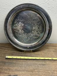 Vintage Wm. Rogers Silver-plate 12” Round Tray W/ Patina | eBay