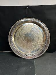 VINTAGE WM ROGERS MFG CO SILVER PLATE 15x15 LARGE ROUND ...