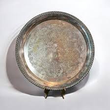 Antique 12.5" WM Rogers Silver Plated Round Embossed Platter ...