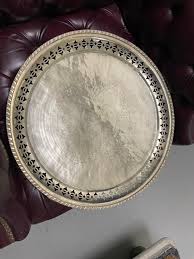 Chinese Export Brass Charger with Fretwork Border and Etched Decoration, Signed For Sale at 1stDibs