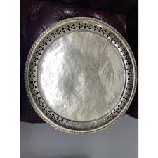 Chinese Export Brass Charger with Fretwork Border and Etched Decoration, Signed | Chairish