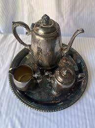 Vtg WM Rogers Silverplate Tea Set Teapot Sugar Bowl ...