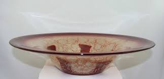 large art deco, red WMF IKORA crystal glass bowl, Germany ...