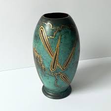 WMF Ikora Green Patinated Paul Haustein Vase With Abstract ...