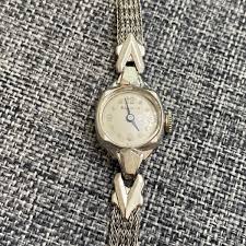 VTG Bulova Ladies Dress Watch Silvertone Mesh 6” 10 KT ...