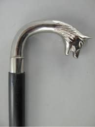 Silver Wolf Head Walking Stick Vinatge Classic Style Wooden ...