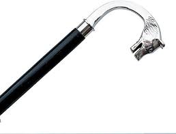 Chrome Finish Wolf Design Handle Wooden Cane Walking Stick ...