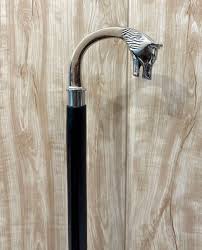 Vintage Brass Chrome Finish Fox Head Handle Folding Wooden ...