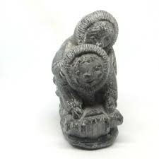 WE Wolf Original Sculpture Eskimo Children Sledding Folk Art ...