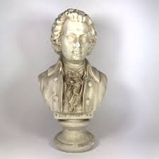 Vintage Mozart Head Bust Off White Cement Plaster 9.5"H See ...