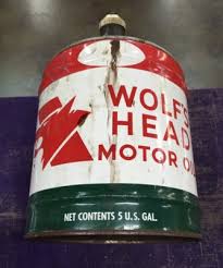 Vintage 5 Gallon Wolf's Head Heavy Duty Motor Oil Can DENTED ...