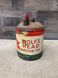 Vintage Wolf's Head Motor Oil Can: 5 Gallon Garage ...