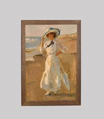 On the Beach - Vintage Portrait of a Woman on the Shore ...